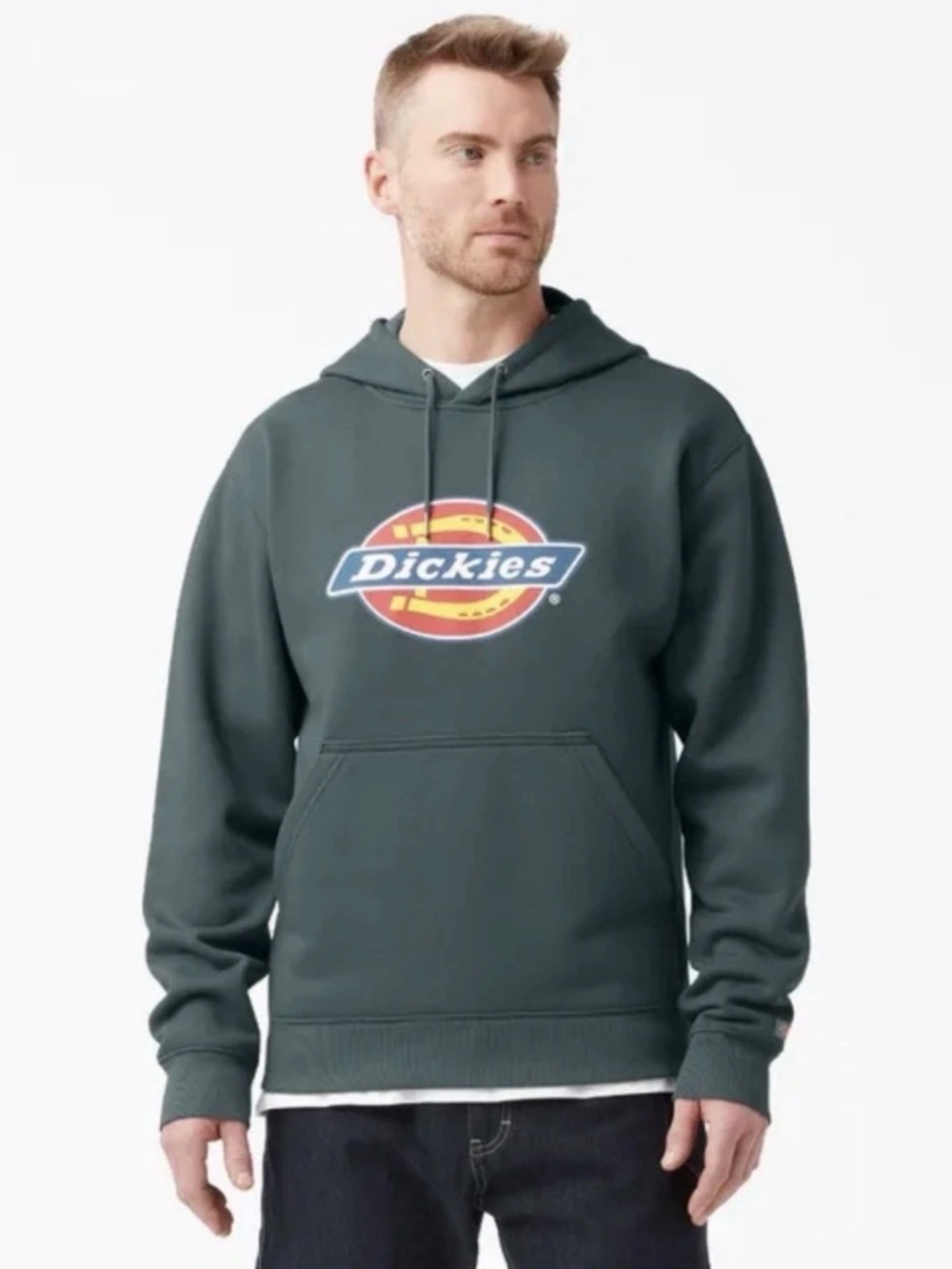 Dickies Lincoln Green Logo Fleece Hoodie Water Repellent Sweatshirt Mens Sz XLT